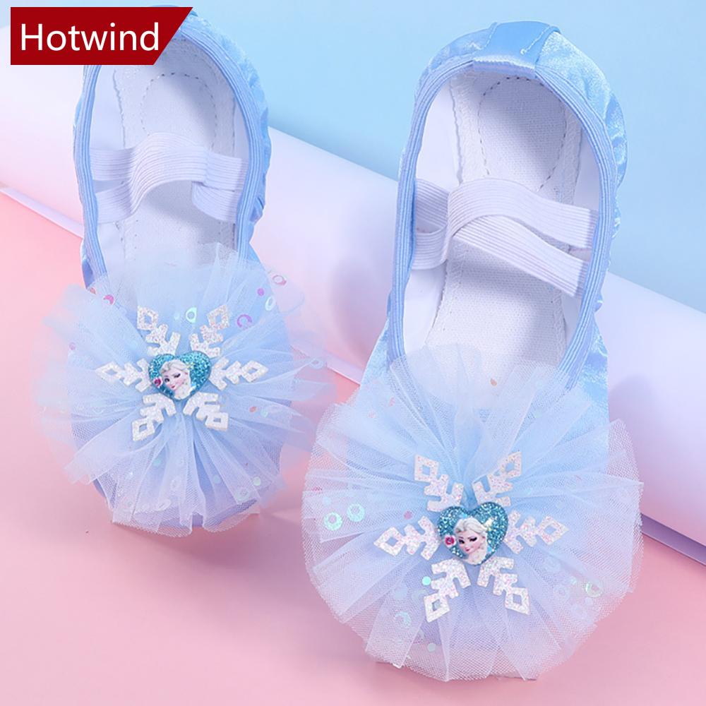 Giày Múa Ba Lê Đế Mềm Phối Ren Màu Xanh Dương Hồng Dành Cho Bé Gái F9U4