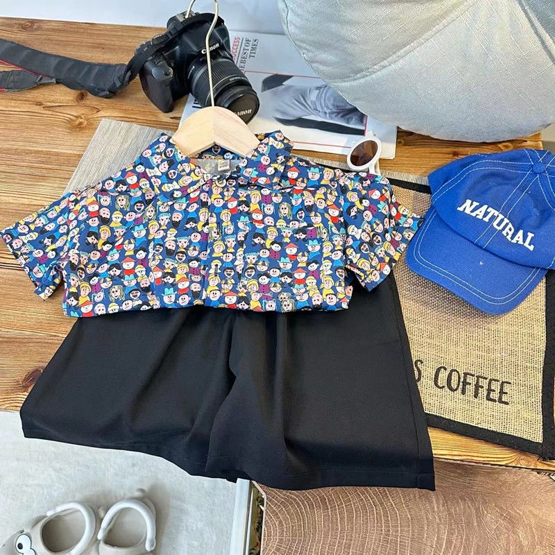 Áo Sơ Mi Tay Ngắn In Họa Tiết Hoạt Hình Phong Cách Hong Kong Thời Trang Mùa Hè Cho Bé Trai