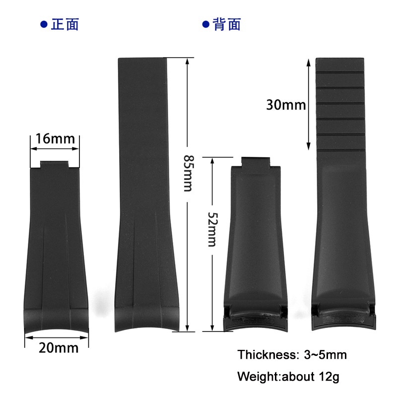 Dây Đeo Silicon Mềm 20mm Có Khóa Kim Loại Chống Thấm Nước Thông Dụng Cho rolex