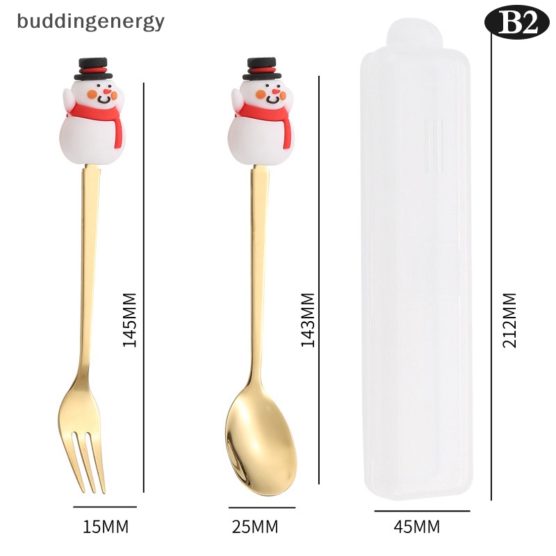 Bộ 2 Muỗng Nĩa Ăn Tráng Miệng Hình Tuần Lộc Giáng Sinh Dễ Thương