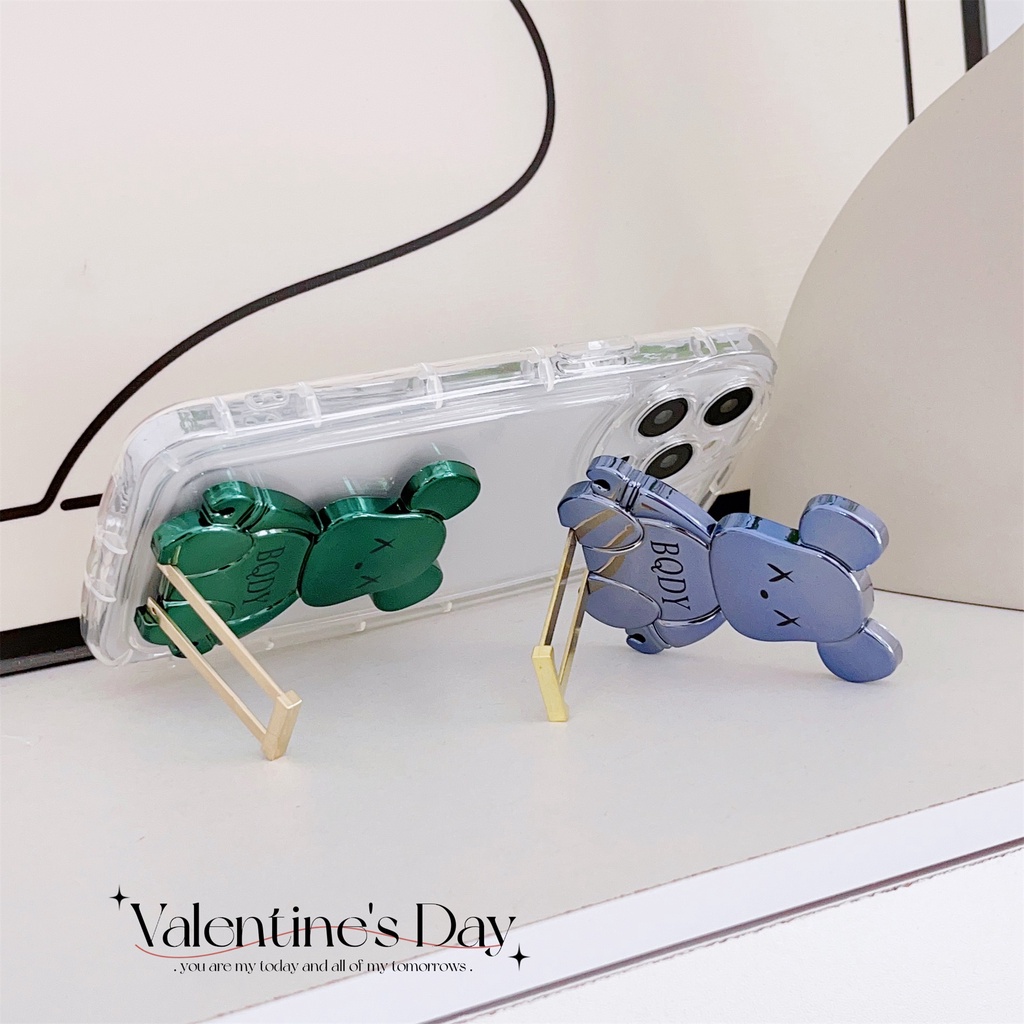 Ốp Điện Thoại Họa Tiết Hoạt Hình Chú Gấu Bạo Lực Kèm Giá Đỡ Nhẫn Và Dây Đeo Tiện Dụng Cho iphone