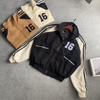 Áo Khoác Bomber Thêu số 16 chất da lộn