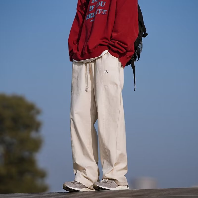 Quần Dài Ống Rộng Màu Sắc Đơn Giản Phong Cách Retro Mỹ