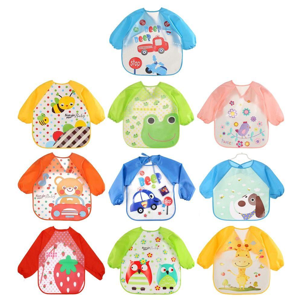 LAYOR1 Yếm Ăn Tay Dài Chống Thấm Nước Thiết Kế Dễ Thương Cho Bé 1 Tuổi