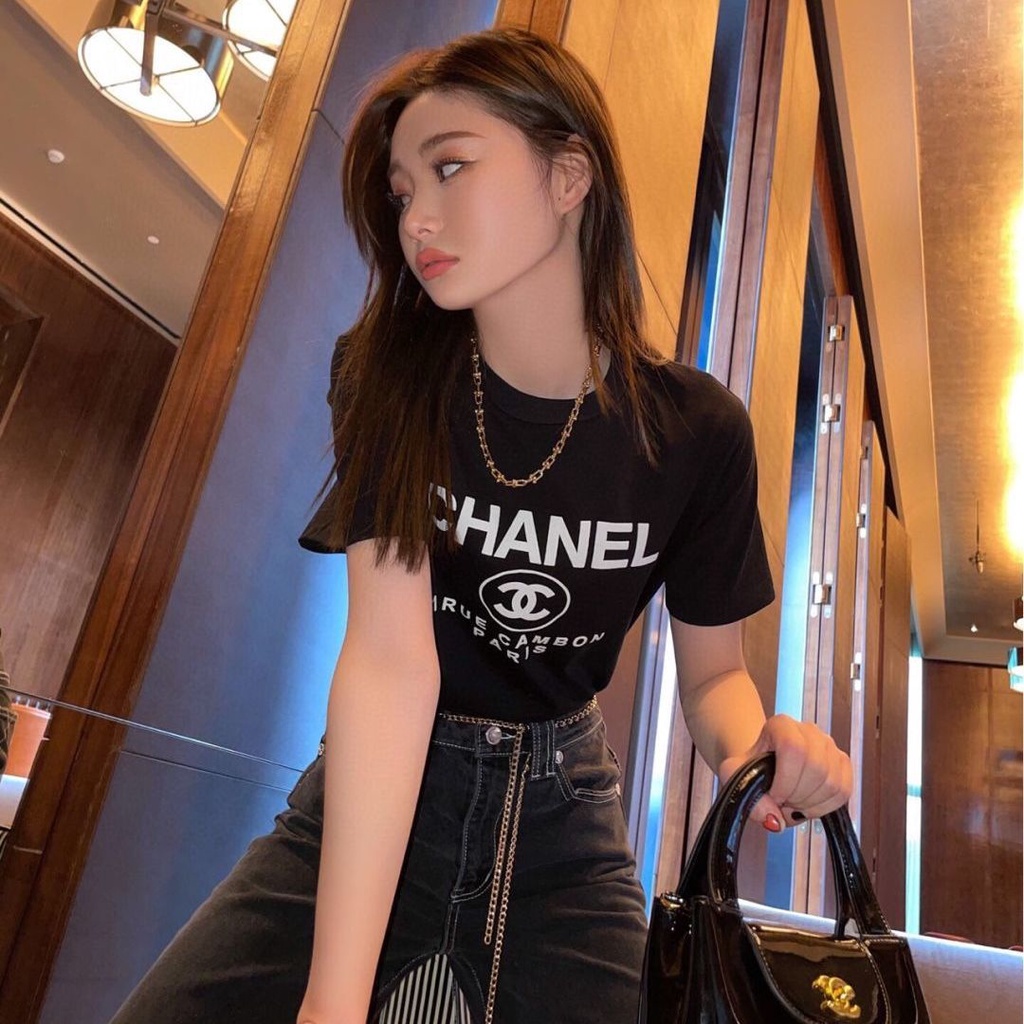 Áo Thun Cotton Tay Ngắn Cổ Tròn In Logo Thời Trang Cho Nam Và Nữ XS-3XL