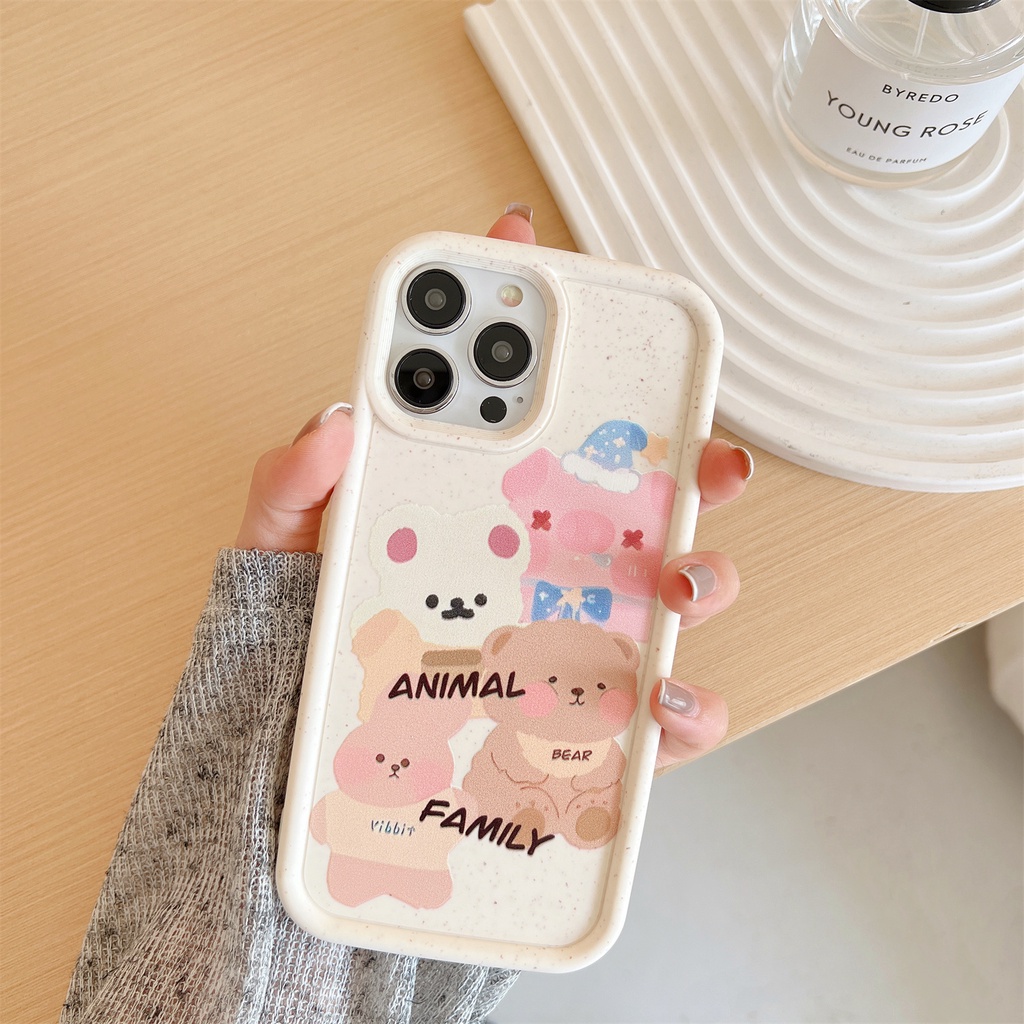Ốp Điện Thoại PC Viền TPU Dẻo Họa Tiết Hoạt Hình Gấu / Thỏ Dễ Thương Chống Sốc Cho iPhone 14 13 12 11 PRO MAX