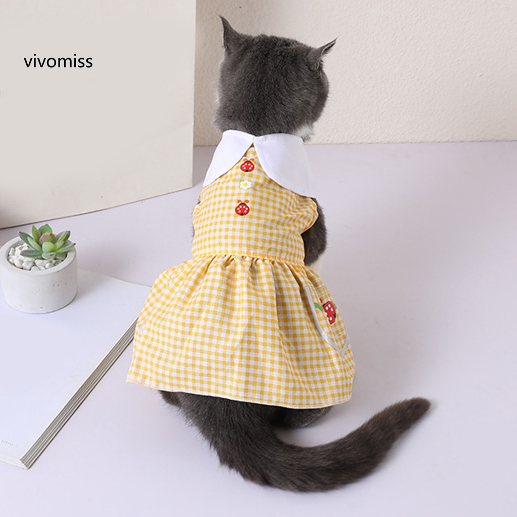 Đầm Công Chúa Họa Tiết Sọc Caro Thời Trang Mùa Hè Xinh Xắn Cho Thú Cưng