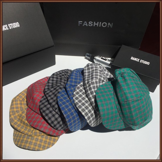 Mũ Beret Họa Tiết Sọc Caro Phong Cách Retro Thời Trang Cho Nữ