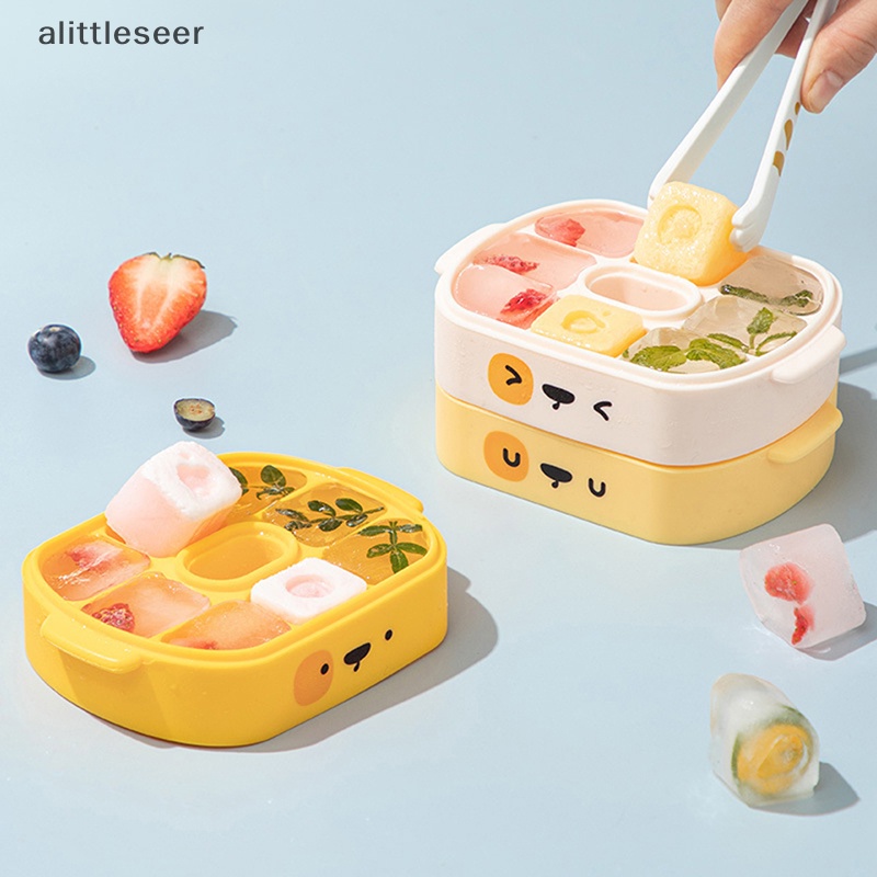 Khay Làm Đá Viên Bằng Silicon Họa Tiết Hoạt Hình Có Nắp Đậy Tiện Dụng