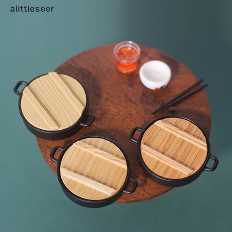 Nồi Lẩu Mini Bằng Kim Loại Với Nắp Nhựa Resin Và Gỗ Trang Trí Nhà Búp Bê Tỉ Lệ 1 / 12