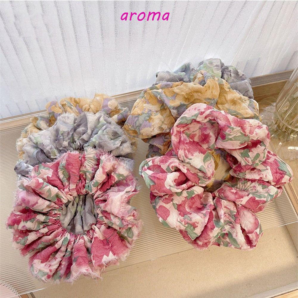 Dây Cột Tóc Vải In Họa Tiết Hoa Phong Cách Hàn Quốc Ngọt Ngào Cho Nữ