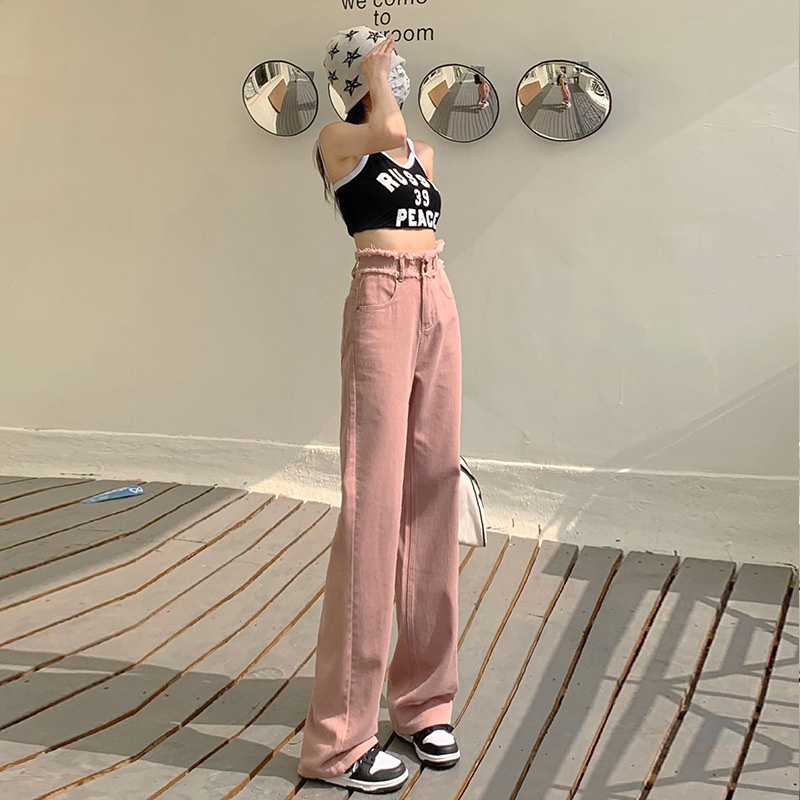 Quần Jeans Nữ Lưng Cao Ống Rộng Thời Trang Cá Tính
