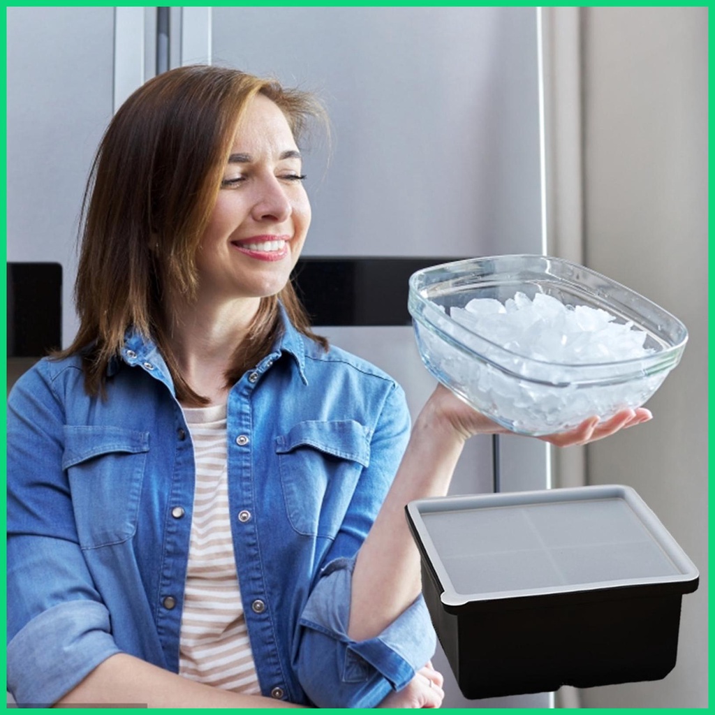 Khay Silicone Làm Đá Viên Có Nắp Đậy Thoải Mái