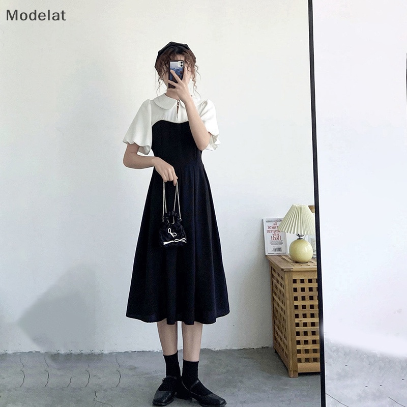 Mfc Đầm Cổ Peter Pan Chắp Vá Cơ Bản Thanh Lịch Ngọt Ngào Mùa Hè Cho Nữ WTD