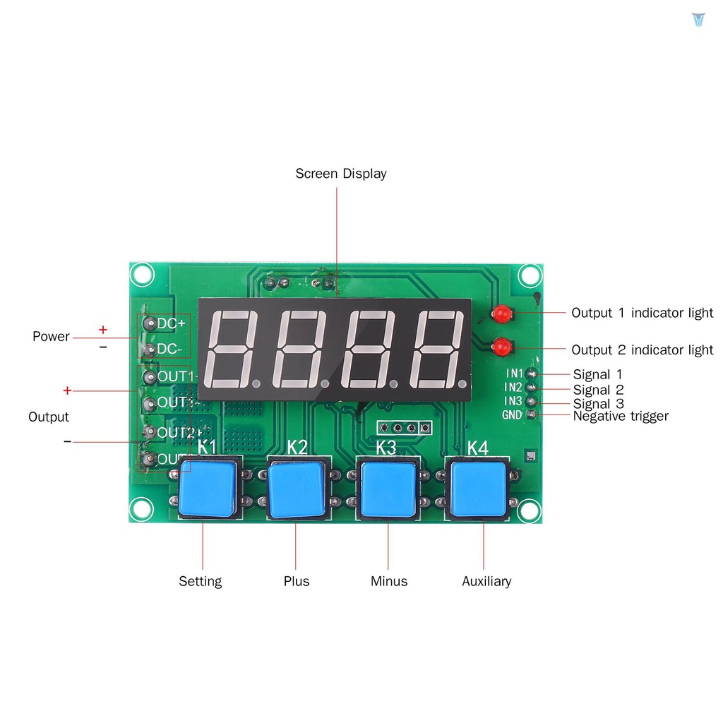 Mô Đun Rơ Le Kỹ Thuật Số 7-27V 2 Kênh Điều Khiển Thời Gian Chu Kỳ Thời Gian 0.01s-999 Phút Cho Nhà Thông Minh