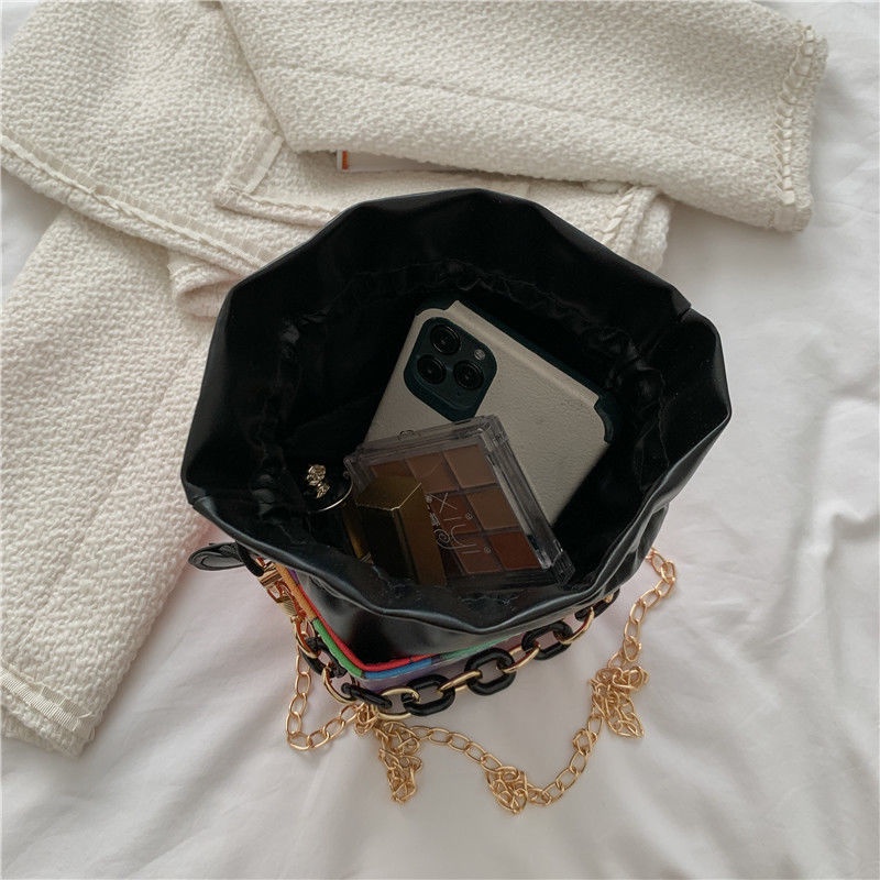 Túi Đeo Chéo Hình Vuông Nhỏ Màu Cầu Vồng Thời Trang Hàn Quốc