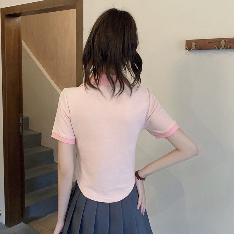 Áo Thun Ngắn Tay Cổ Chữ V Đơn Giản Thời Trang Nữ