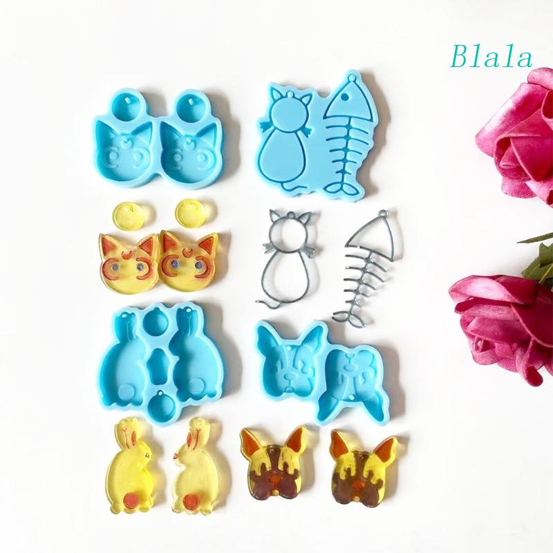 Khuôn Silicone Hình Thỏ / Mèo / Cá Làm Bông Tai