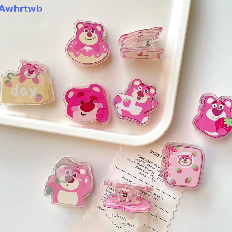 1 Kẹp Giấy Hình Gấu Và Dâu Tây Bằng Acrylic Dễ Thương Trang Trí Văn Phòng / Trường Học Mới