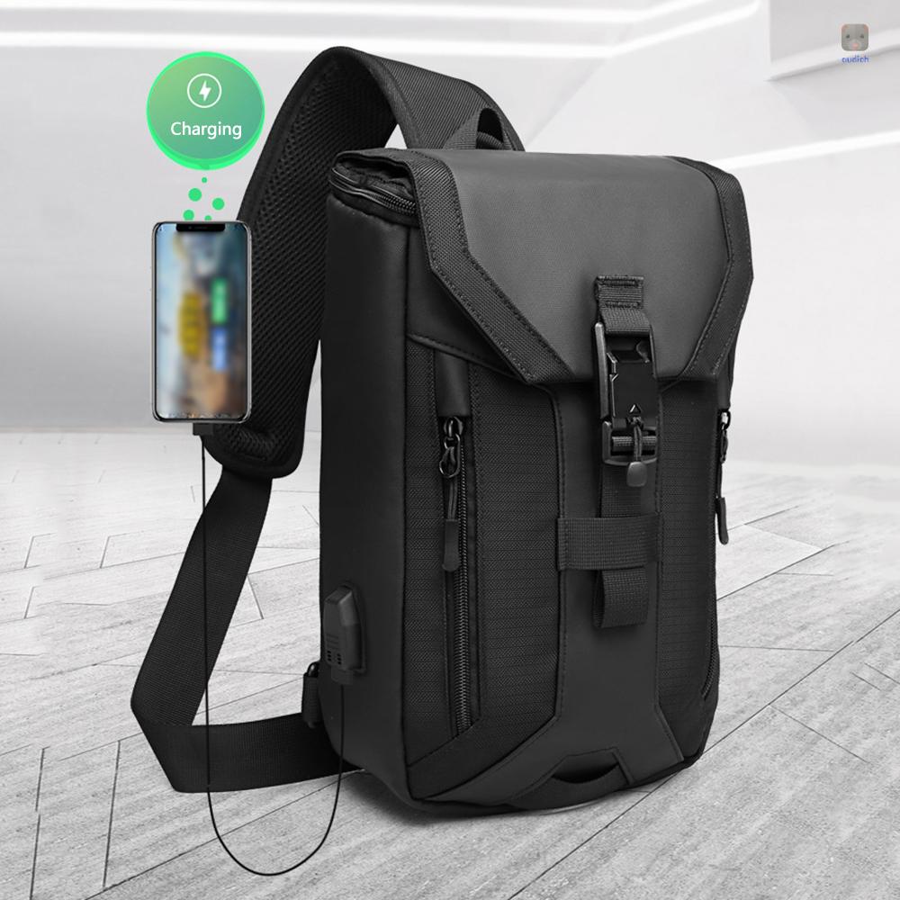 Ozuko Túi Đeo Chéo Ngực Đa Năng Chống Thấm Nước Có Cổng Sạc USB Thời Trang Cho Nam