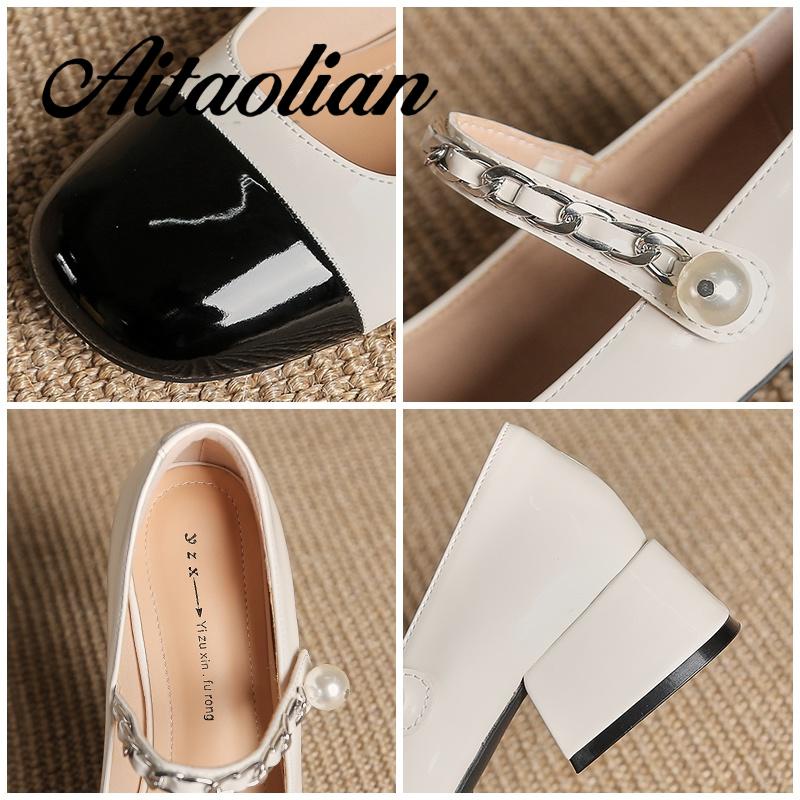 Giày Cao Gót 4cm Chất Liệu Da Bóng Phong Cách Thời Trang lolita Dành Cho Nữ