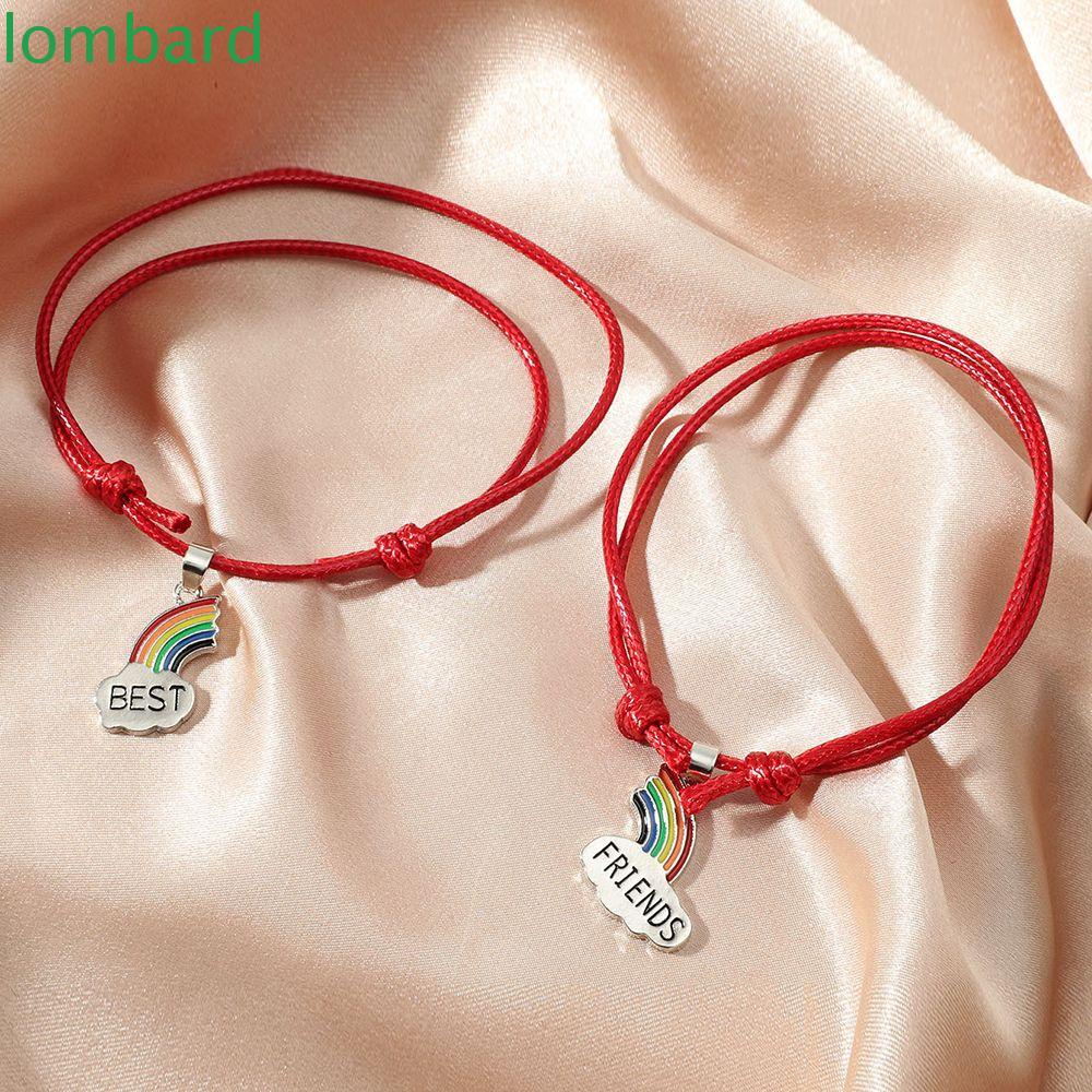 Vòng Đeo Tay Cầu Vồng Bằng Hợp Kim Điều Chỉnh Được In Chữ Best Friends Phong Cách Hàn