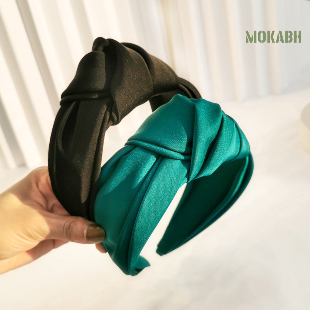 Băng Đô Cài Tóc Màu Trơn Thắt Nút Bản Rộng Thời Trang Cho Nữ