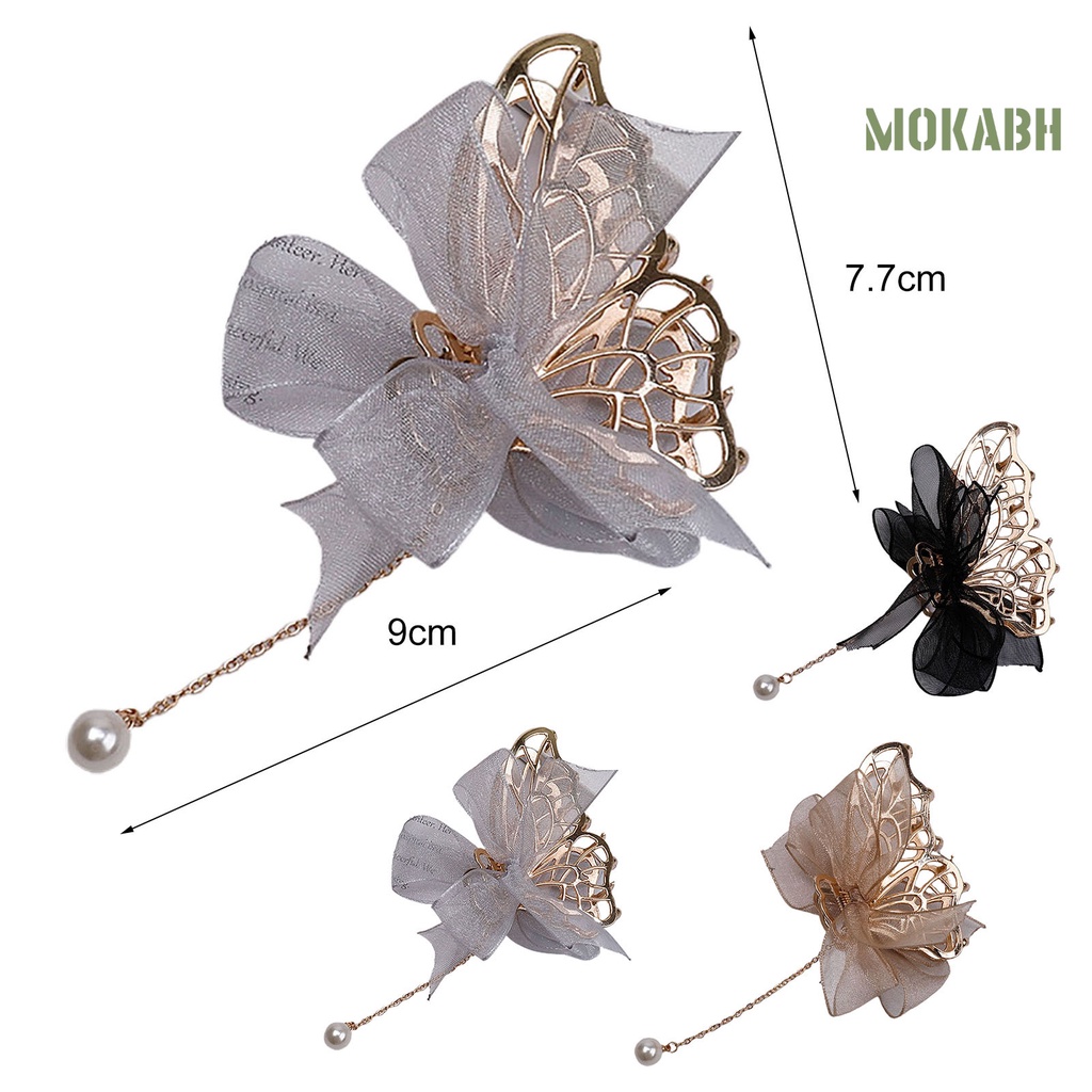 Kẹp Tóc Hình Nơ Đính Ngọc Trai Giả Và Dây Ruy Băng Thời Trang Cho Nữ