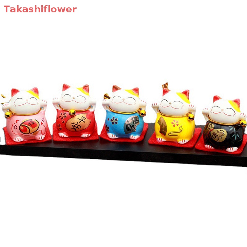 1 Bộ Tượng Mèo May Mắn Mini Bằng Gốm Dễ Thương Trang Trí Nhà Cửa / Văn Phòng / Xe Hơi