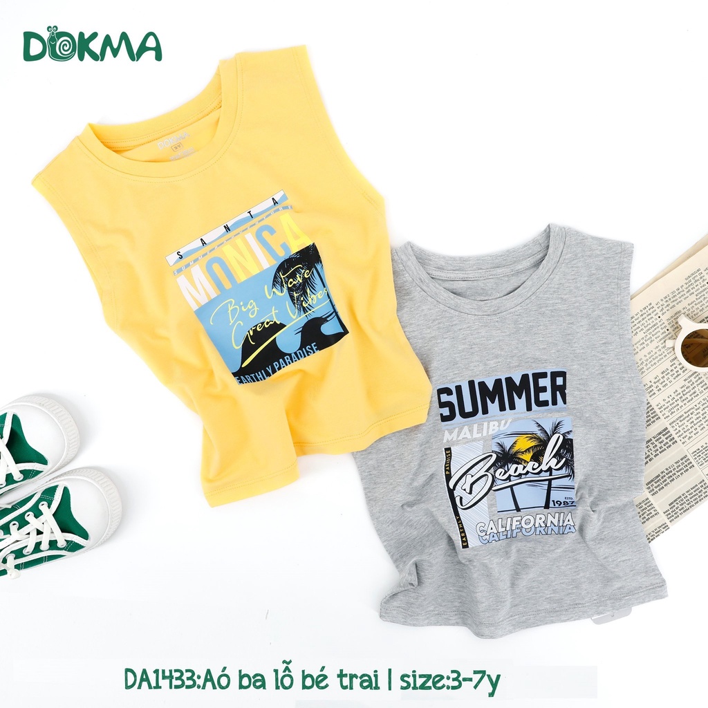Áo 3 lỗ sát nách bé trai Dokma - chất cotton Mỹ mềm mát, thoáng khí