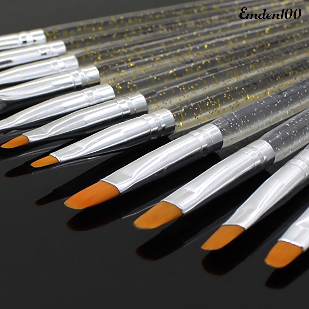 Set 100 / 7 Cọ Vẽ Móng Tay Bằng Thép Không Gỉ Trong Suốt