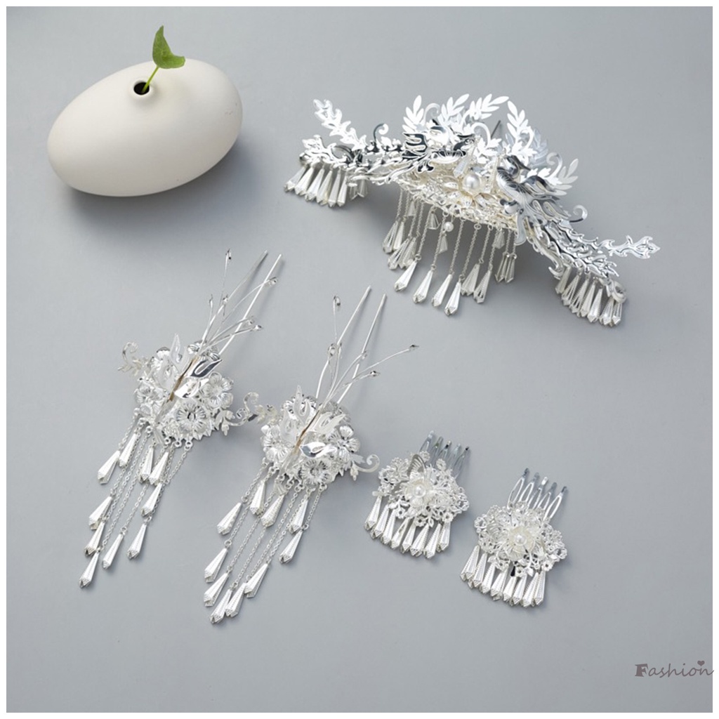 Lược Cài Tóc Hình Vương Miện Đính Ngọc Trai Nhân Tạo