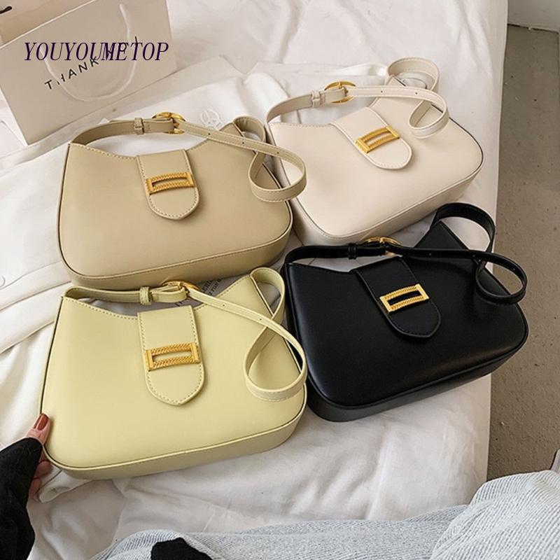 Youyo Túi Xách Da PU Đeo Dưới Cánh Tay Có Dây Kéo Sang Trọng Dễ Phối Đồ Cho Nữ