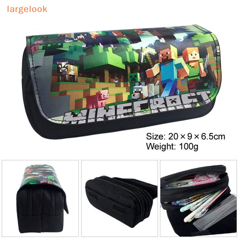 Túi Đựng Bút Bằng Vải Bạt Khóa Kéo Đôi In Hình Hoạt Hình Cho Bé