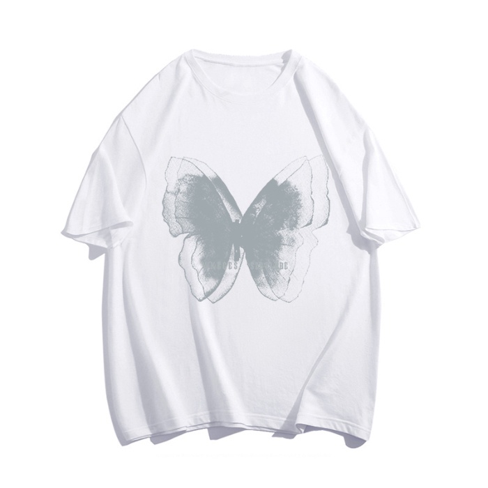 Áo Thun 100% Cotton Tay Ngắn Cổ Tròn In Họa Tiết Phong Cách Hàn Quốc Cho Nữ