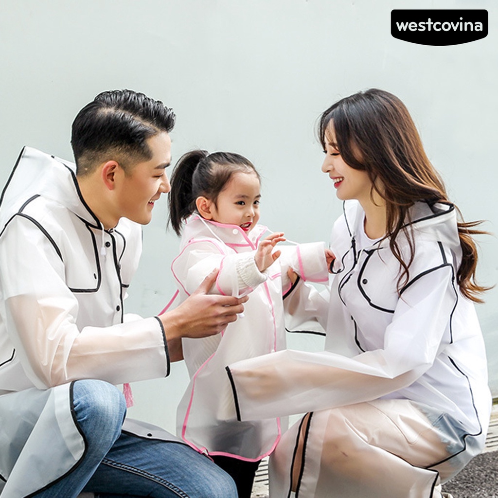[COD]☁Áo Mưa EVA Trong Suốt Có Mũ Trùm Phối Dây Rút Chống Thấm Nước Dành Cho Trẻ Em
