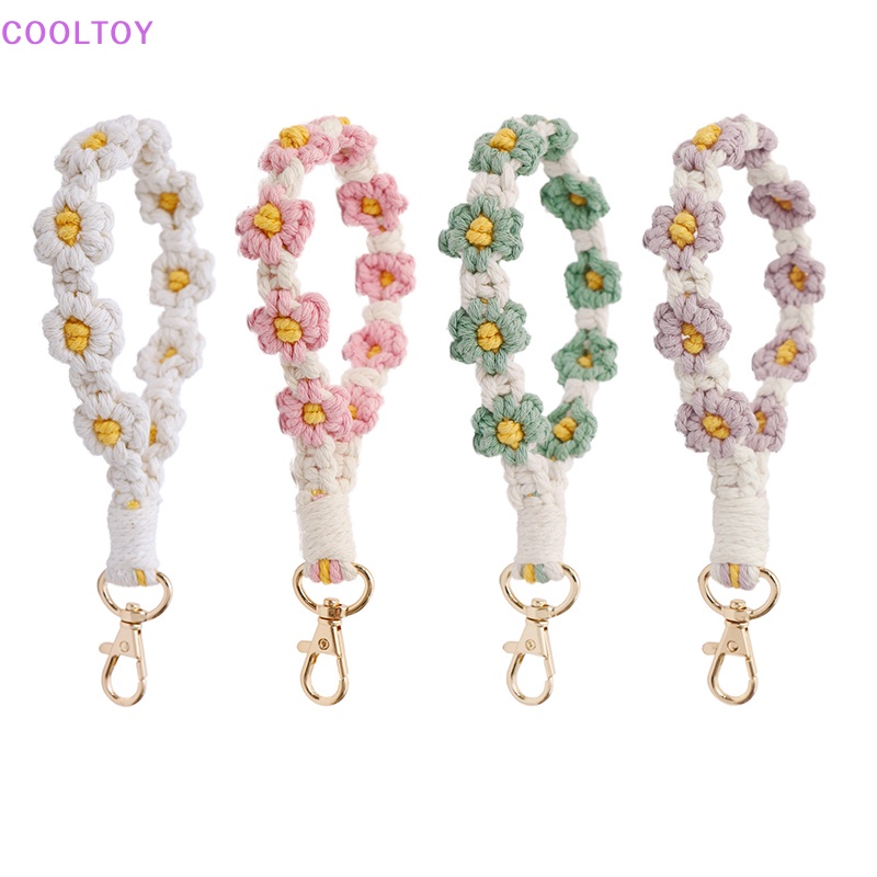 Cooltoy Móc Khóa Dây Tua Rua Dệt Thủ Công Hình Hoa Cúc Phong Cách Bohemian Trang Trí Xe Hơi