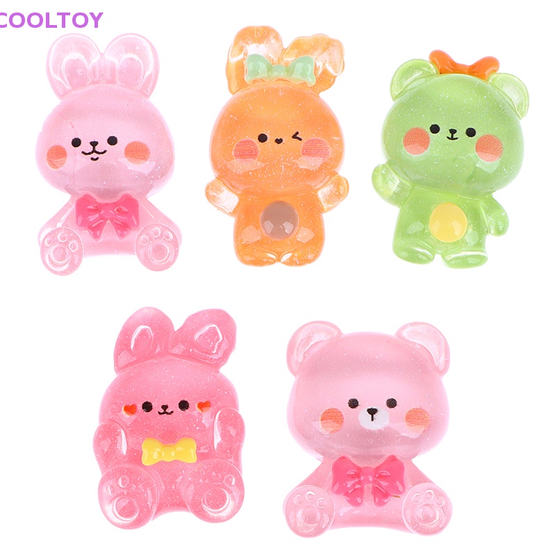 Cooltoy Set 10 Tượng Nhựa Resin Hình Thỏ Gấu Hoạt Hình Kawaii Trang Trí Sổ Tay DIY