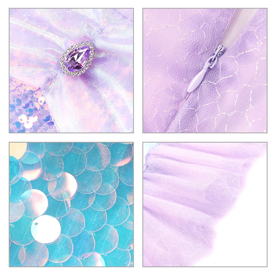 Bộ Đồ Hóa Trang Nàng Tiên Cá Đính Kim Sa Lấp Lánh E68 Cho Bé Gái