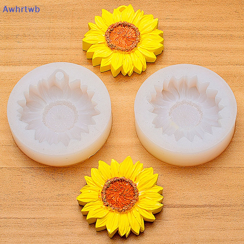 Khuôn Silicon Hình Hoa Hướng Dương 3D DIY Có Lỗ Gắn Gương Chiếu Hậu Xe Hơi Mới