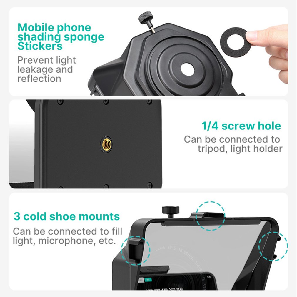 Teleprompter Pt-15 Phones Cellphone Prompter Smart Phone Holder Remote Control Lens Adapter For Video Live [Q/13]