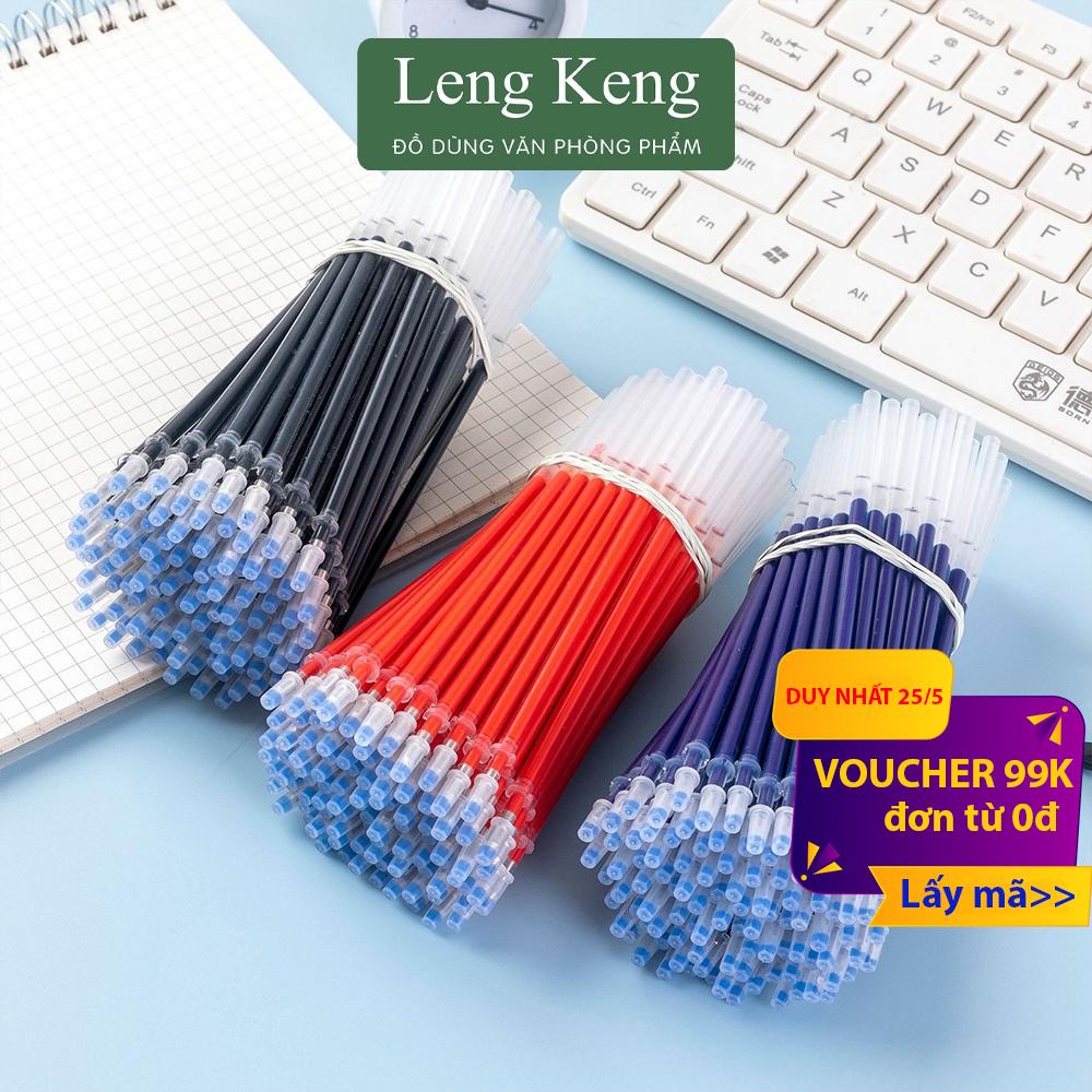 Ruột bút mực gel ngòi 0.5mm văn phòng phẩm LENG KENG màu đen đỏ xanh RB12