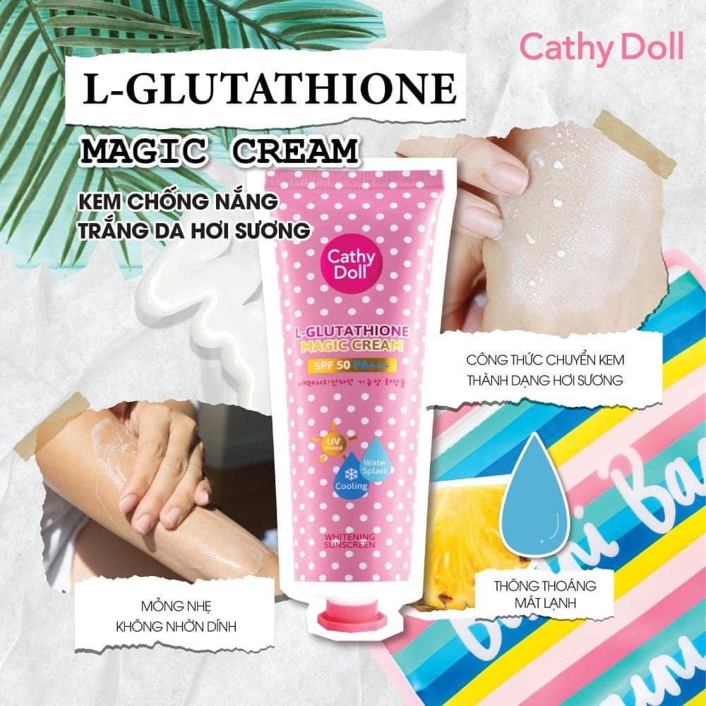 Kem Chống Nắng Cathy Doll Whitening Sunscreen L-glutathione Magic Cream SPF50PA+++ NỘI ĐỊA THÁI