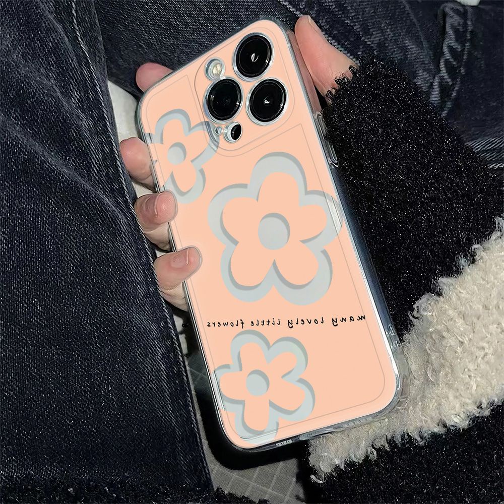 ✅Ốp Điện Thoại Viền Đen Họa Tiết Hoa Đơn Giản Chống Sốc Cho Iphone 13plus 12 6Inmax7811 14pro QLHK