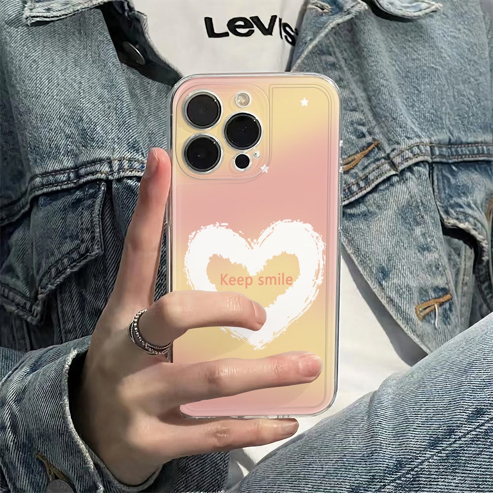 ✅Ốp Điện Thoại Hình Trái Tim Xinh Xắn Cho iPhone121113Ốp Điện Thoại Mềm Chống Sốc Màu Vàng Đơn Giản Cho Iphone 14pro 6In 78max plus DI41