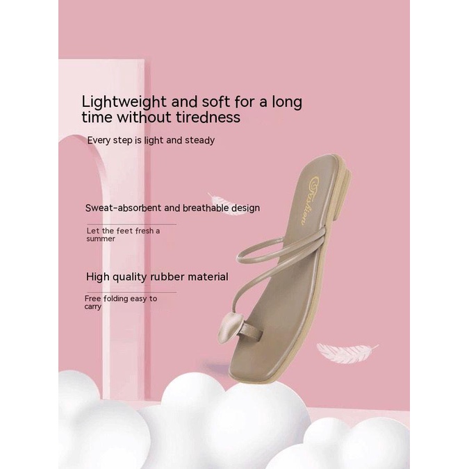 Giày Sandal Đế Bằng Gót Thấp Thời Trang Đi Biển Cho Nữ