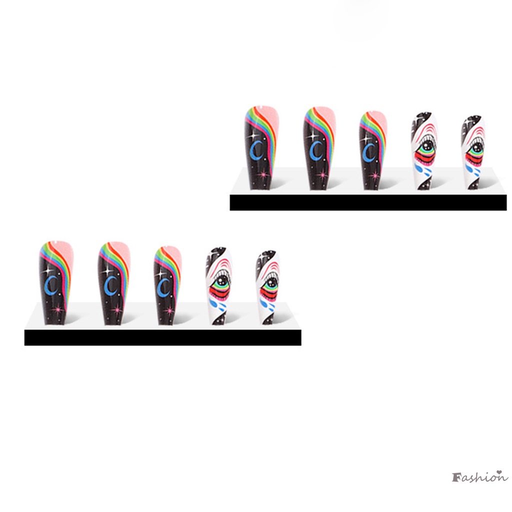 Móng Tay Giả Mỏng Che Phủ Toàn Diện Họa Tiết Hoa Nhiều Màu Sắc