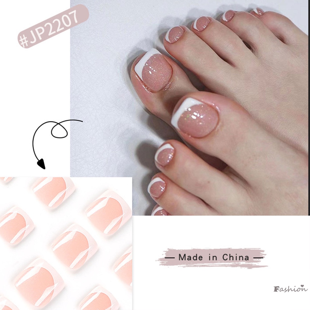 Móng Chân Giả Siêu Mỏng Thoáng Khí Đính Kim Tuyến Lấp Lánh Kiểu Pháp