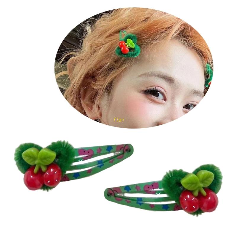 Bộ 2 Kẹp Tóc Hình Quả Cherry Bằng Kim Loại Dễ Thương Dành Cho Nữ Y2k