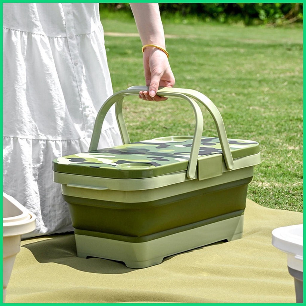 Giỏ Đựng Đồ Có Nắp Chống Rò Rỉ Có Thể Gấp Gọn Tiện Dụng Khi Đi Dã Ngoại